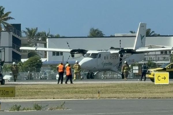 L’avion d’Air Antilles après son atterrissage d’urgence à Gustavia 19/01/2025