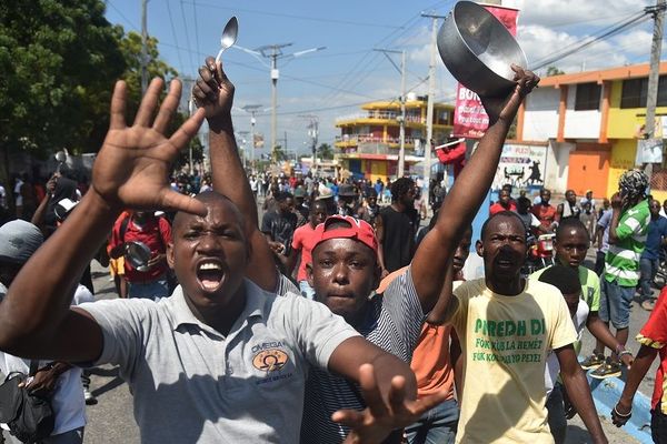 Des manifestants dans les rues de Port-au-Prince le 7 février 2019. Ils demandent la démission du président Jovenel Moise.