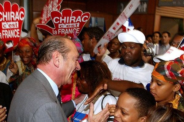 Jacques Chirac en Guyane en 2002.