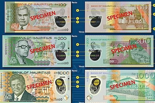 Nouveaux billets de 100 , 200 et 1 000 roupies mauriciennes 4 dec 2024