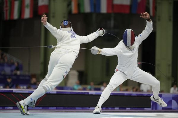 Le Hongrois Tibor Andrasfi,face à Yannick Borel, JO Paris, 2 août 2024