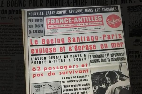 La Une du quoitidien France Antilles du 6 décembre 1969.