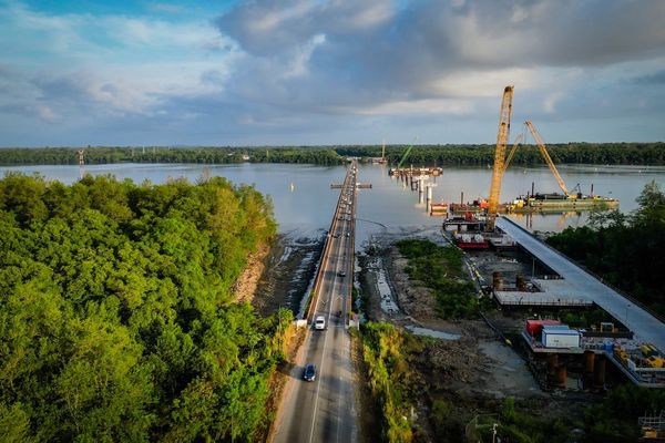 Le chantier du nouveau pont du Larivot à l'arrêt