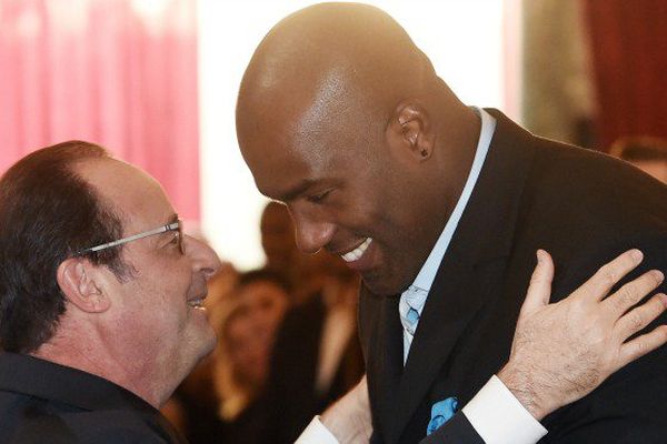 Le président François Hollande et le judoka Teddy RINER