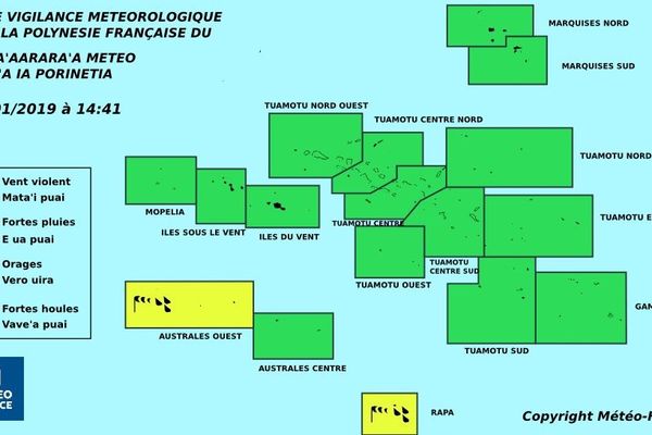 Vigilance vent violent et fortes pluies aux Australes