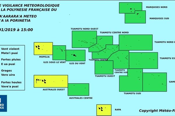 Météo : vigilance jaune aux Australes