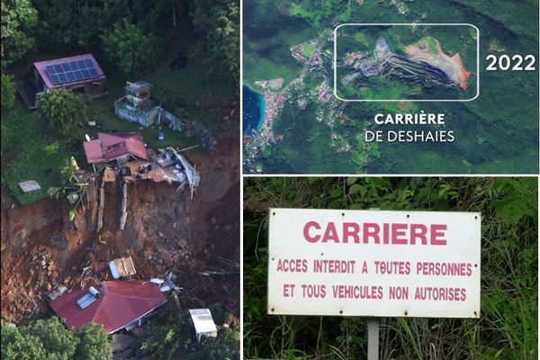 L'éboulement a eu lieu sur une parcelle voisine de la carrière de Deshaies - 03/12/2024.