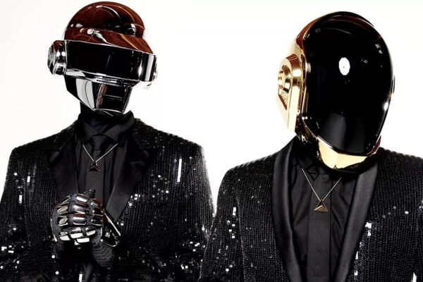 Thomas Bangalter et Guy Manuel de Homem Christo, alias Daft Punk, à Los Angeles le 17 avril 2013. 