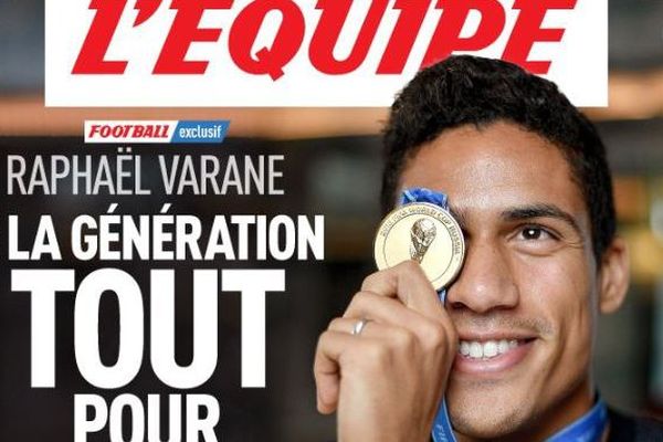 Raphaël Varane en une de l'Equipe