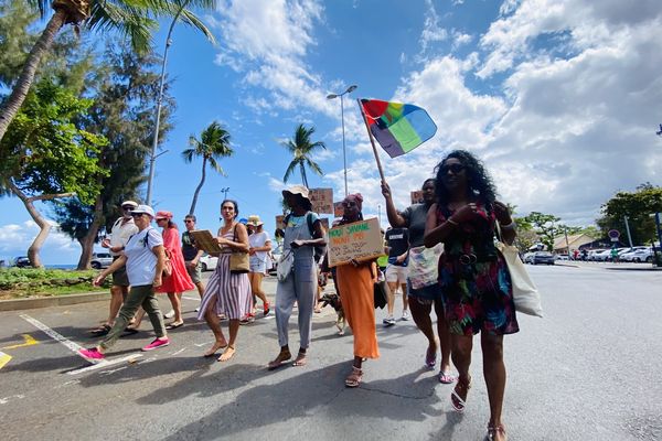 Saint-Paul manifestation des membres du collectif Protège Nout Savane