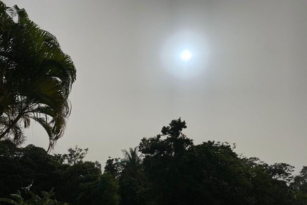 Le soleil à travers la brume de sable