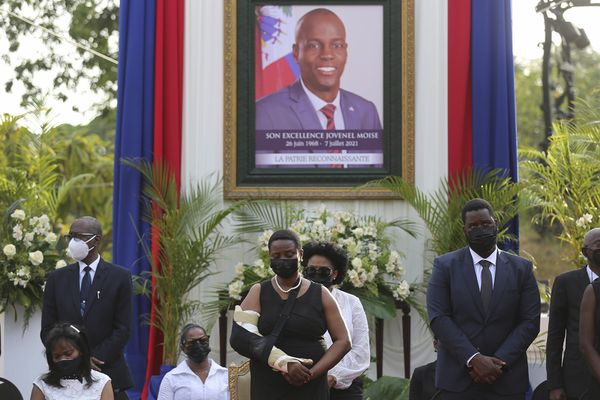 Martine Moise assistant à un service commémoratif pour son défunt mari, le président Jovenel Moise, au musée national du Panthéon, à Port-au-Prince (Haïti) - 21/07/2021.
