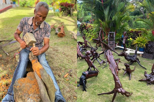 Bernard Martinel, ancien ouvrier du bâtiment est passionné de sculpture sur bois.