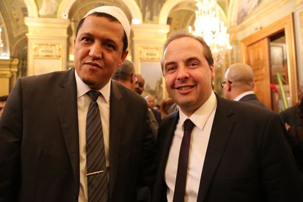 Hassen Chalghoumi (association cultuelle des musulmans de Drancy) et Jean-Christophe Lagarde, nouveau patron de l'UDI