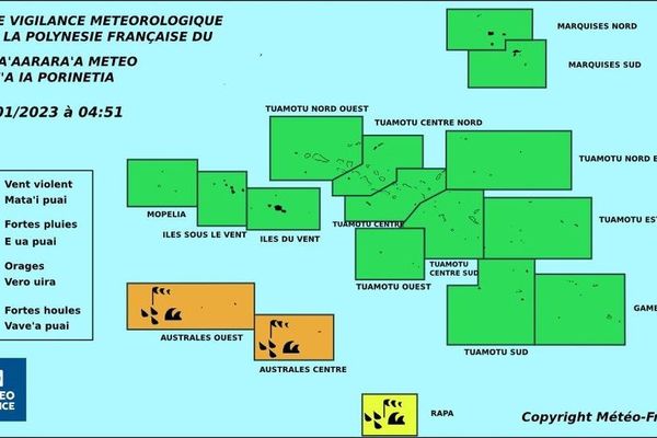 Vigilance orange sur les Australes