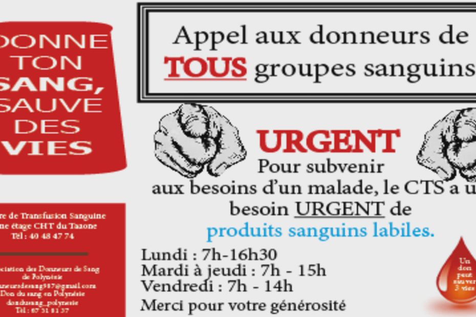 Appel Urgent Aux Dons De Sang