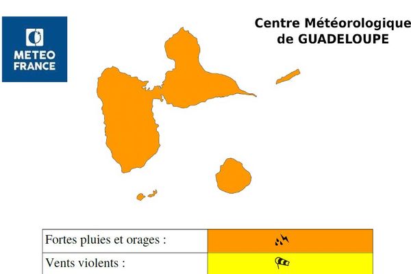 vigilance orange : fortes pluies et Orages . Vigilance Jaune : vents violents