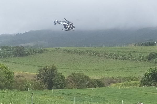 Un hélicoptère de la gendarmerie survol le secteur du Gol les Hauts pour tenter de retrouver l'auteur du double infanticide