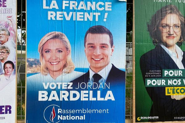 L'affiche de campagne du Rassemblement National pour les élections européennes de 2024