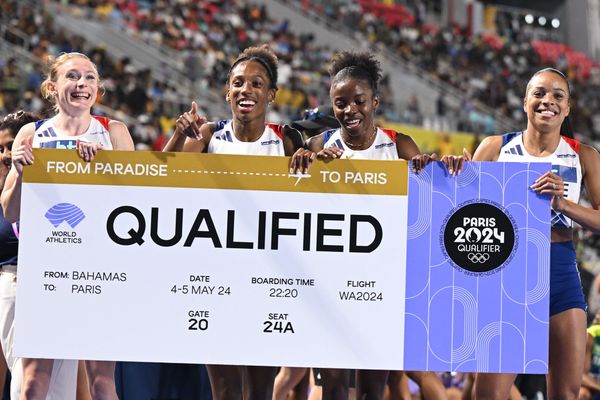 Le relais 4x100 mètres dames qualifié pour Paris 2024 à Nassau aux Bahamas.