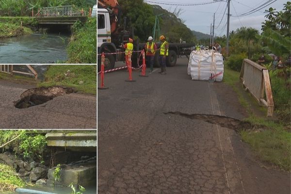 Une partie du pont de Pueu s'est effondrée