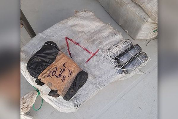 379,8 kilogrammes de cocaïne, d'une valeur marchande de 15 millions d’euros, ainsi que 4 500 dollars ont été saisis à bord. 