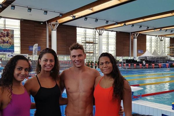 Ylenka Maurin, Emma Terebo, Florent Janin et May Toven, à Saint-Raphaël, pour les championnats de France Elite