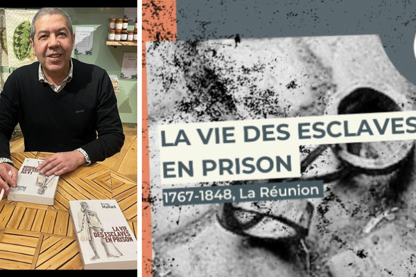 L''historien conférencier en séance de signatures à la Maison de la Réunion à Paris