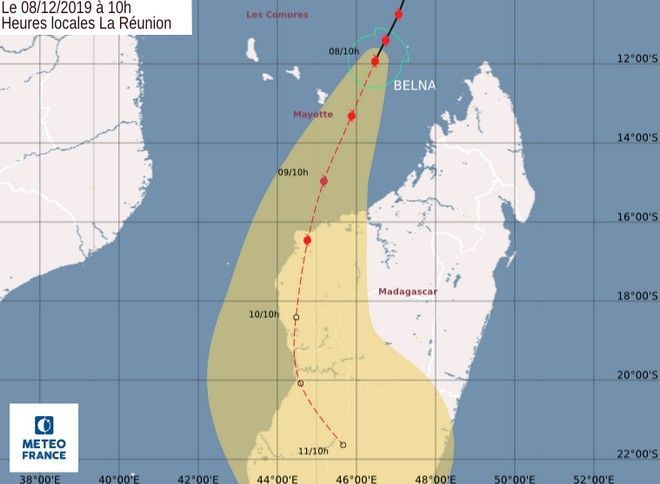 Belna : Le Cyclone Devrait Passer à 80 Km à L’Est De Mayotte à 19h