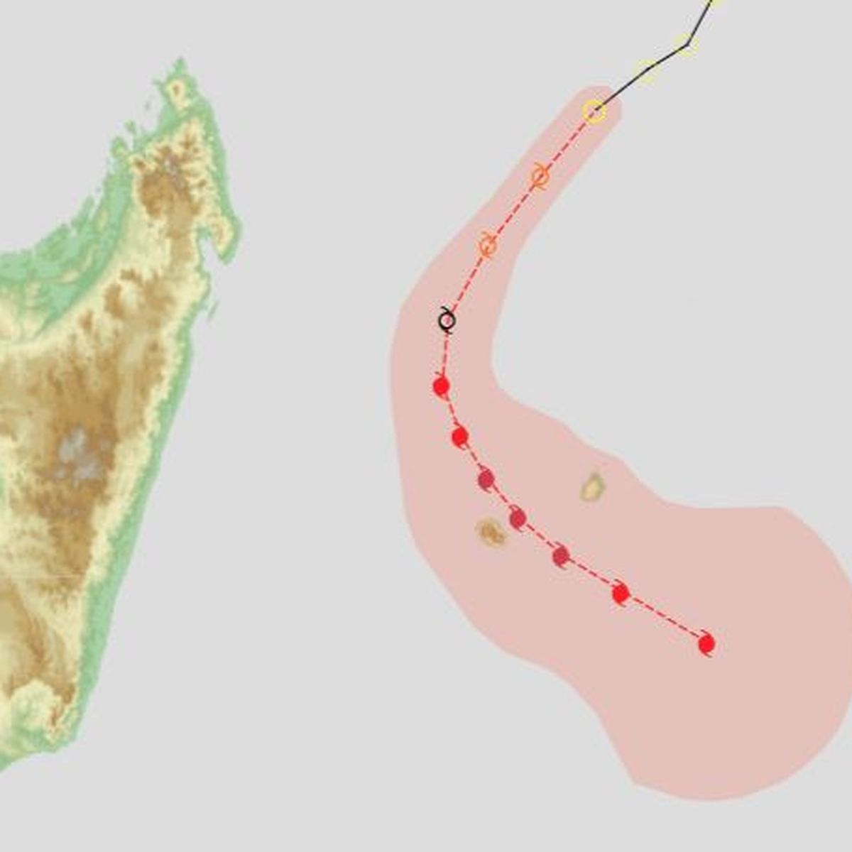 La première prévision de trajectoire de la future tempête