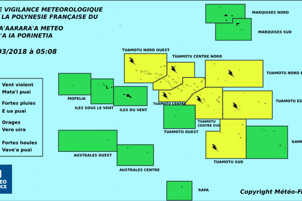 Vigilance jaune pour les Tuamotu