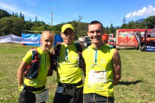 Leslie Nowicki, Oswald Cocherau, et Ludovic Lanceleur, vainqueurs de la Transcal 2016