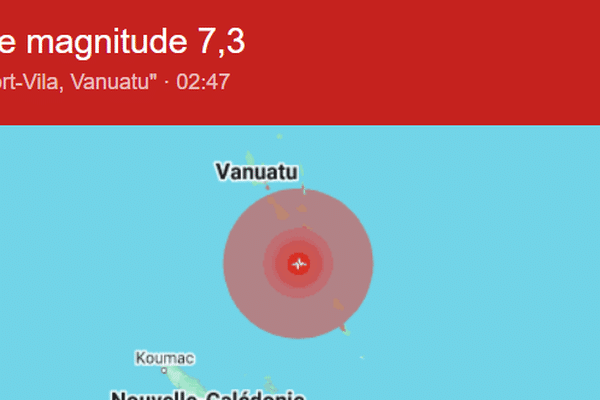 Un tremblement de terre enregistré le mardi 17 décembre au large de la Nouvelle-Calédonie