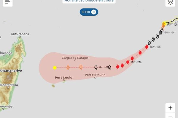 Cyclone tropical Bheki océan indien samedi 16 novembre