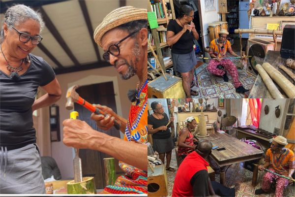 Lina et Dominique Massol, deux passionnés d'instruments de musique traditionnels de Martinique.