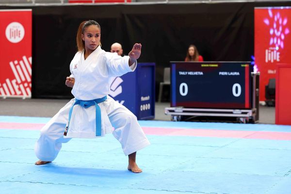 La Réunionnaise Helvétia Taily en 2023 au Palais des Sports Saint-Sauveur de Lille où elle a décroché le titre de championne de France de kata.