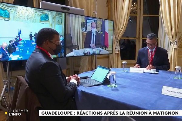 Réunion de crise sur la situation en Guadeloupe à Matignon, le 22 novembre 2021