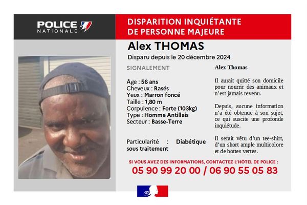 Disparition inquiétante : Alex Thomas