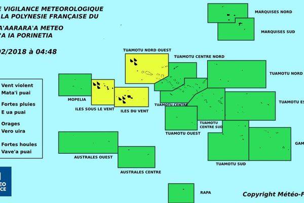 Vigilance jaune maintenue pour les fortes pluies sur la Société