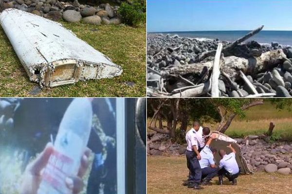 Images des débris retrouvés à La Réunion en juillet 2015.