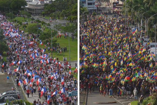 Les deux manifestations du samedi 13 avril 2024.