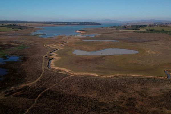 Vue aérienne du lac Furnas à Pimienta, le 19 juillet 2021 dans l'Etat du Minas Gerais, au Brésil